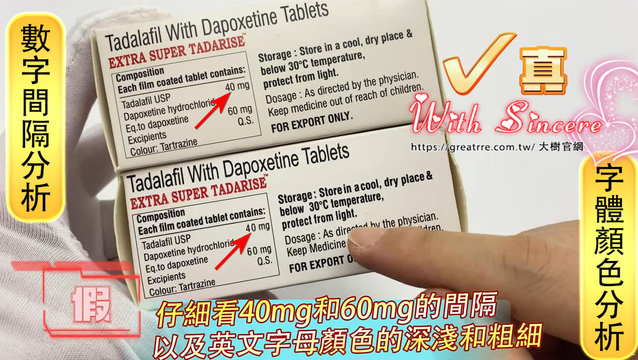 雙效犀利士的正品成分為他拉達非40mg與達泊西汀60mg
